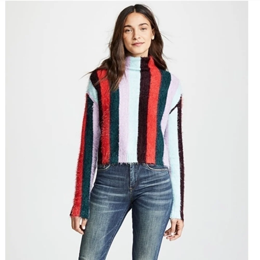 BLANKNYC Striped Mock Neck The Mad Hatter Sweater Size XS - Picture 5 of 11
